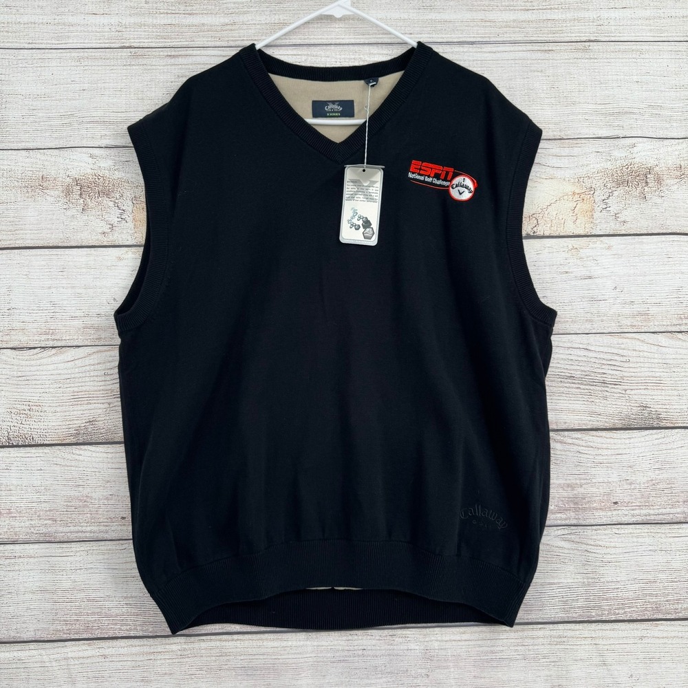 Callaway X Series Wind Vest Mens XL Black ESPN Golf Challenge V-Neck Sweater